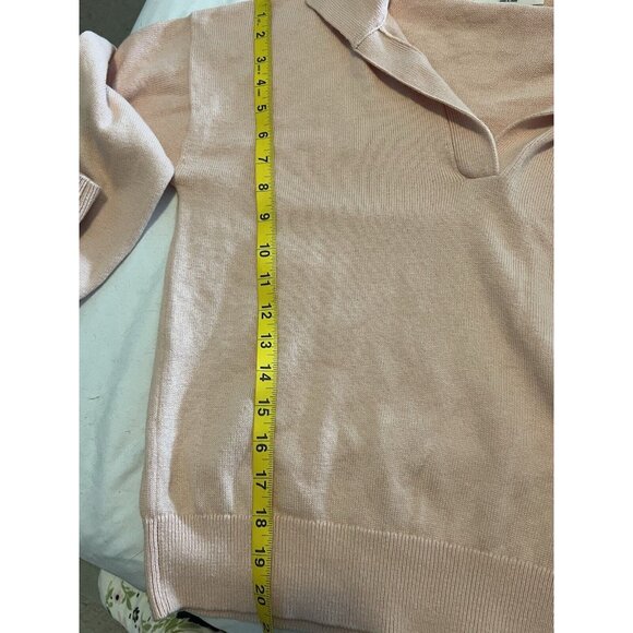 Wilfred Aritzia Pullover Sweater Small Merino Wool Blend Collared V Neck Pink - Picture 16 of 16